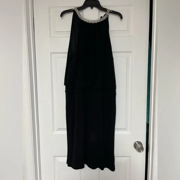 White House Black Market Black Dress with Silver Accents - Picture 2 of 11